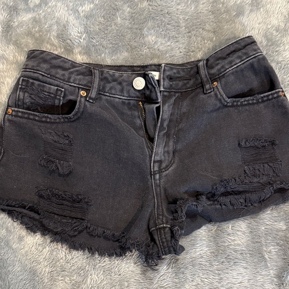 PacSun Black Distressed Jean Shorts